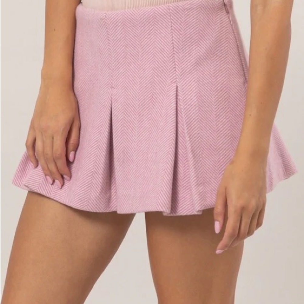 Pink Pleated Mini Skater Skort- 
Shorts/Skirt